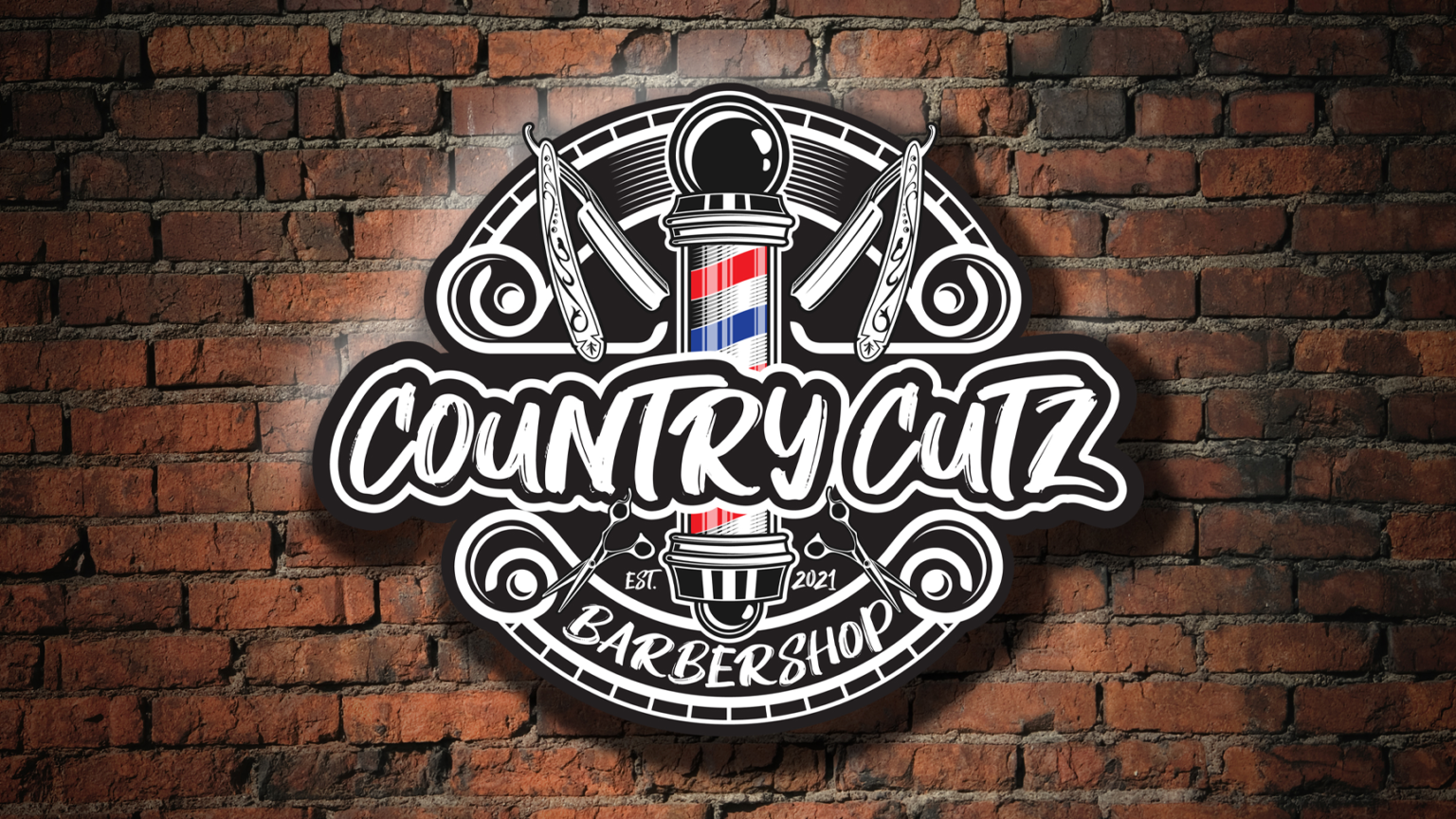 Backlit Sign Mockup for Country Cutz Barbershop